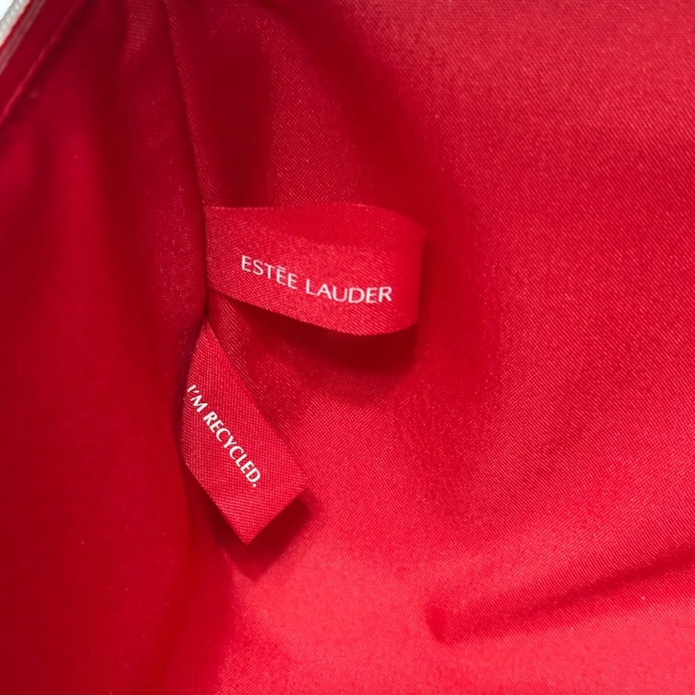 Estée Lauder large red cosmetic bag with gold stars - Picture 5 of 5